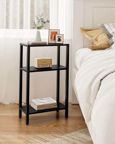 TUTOTAK Small Side Table, Narrow End Table, Skinny Sofa Table, Slim Nightstand, Couch Table, Living Room, Bed Room, Black TB01BK077 - color: Black, size: 3-Tier（7.9"D x 15.8"W x 26"H）