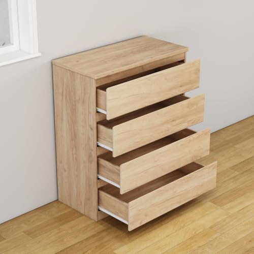 Nightstand with Drawers, Bedside Table with Drawers, Sofa Side Table Storage Cabinet, Night Stand for Bedroom Living Room (1, 4 Drawers Nature, 31.5" W×15.7" D×38.1" H) - color: 4 Drawers Nature, 31.5"w