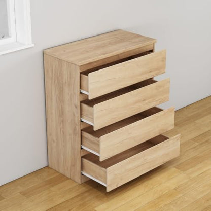 Nightstand with Drawers, Bedside Table with Drawers, Sofa Side Table Storage Cabinet, Night Stand for Bedroom Living Room (1, 4 Drawers Nature, 31.5" W×15.7" D×38.1" H) - color: 4 Drawers Nature, 31.5"w