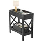 Narrow Side Table, End Table,Sofa Side Table, End Table Nightstand for Bedroom, Living Room, Small Spaces - color: Black, style: Farmhouse