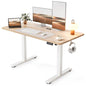 Cubiker Standing Desk, 48x24 Inches Sit Stand Home Office Desk, Electric Stand up Desk, Adjustable Desk with Splice Board, White Frame/Maple Top - color: Maple, size: 48x24