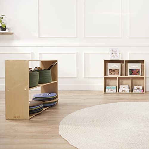 ECR4Kids Streamline 2-Shelf Double-Sided Storage Cabinet, 30in, Classroom Furniture, Natural - color: Natural