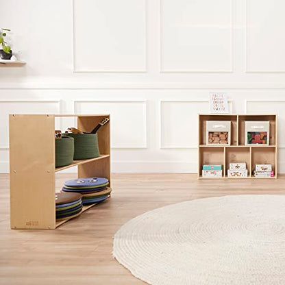 ECR4Kids Streamline 2-Shelf Double-Sided Storage Cabinet, 30in, Classroom Furniture, Natural - color: Natural