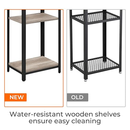 Yaheetech 30 in Tall End Table, 3-Tier with Strong Wooden Shelves, Small Side Table with Metal Frame for Living Room Office, Small Places, Gray - color: Grey