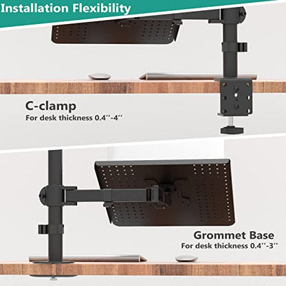 WALI Triple Arm Laptop and Dual Monitor Desk Mount for 17" Notebook and Up to 27" Screens, Extra Tall Adjustable Monitor Stand with Laptop Tray, VESA 75x75 100x100, Black (M002XLLP) - size: Triple, style: Adjustable Desk Mount