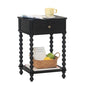 AWASEN Black Nightstand, Bedroom Side Table with Drawer for Living Room, Small Bedside End Table with Spindle Wood Legs for Bedroom, Office, Black - color: Black