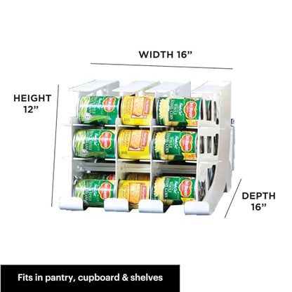FIFO Can Tracker 4-Pack - 3-Tier Rotating Food Can Organizer for Pantry, Expandable Soda Can Storage for Kitchen, Holds 54 Cans of Food or Soda - size: 4 Pack, style: 54 can