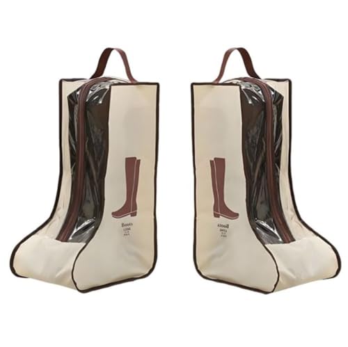 Portable 2 Pack Boots Storage, Tall Boots Protector Bag, Beige Portable Waterproof Storage Bags for Travel, Under Bed, Wardrobe, Shoe Cabinet - color: Beige, size: Tall