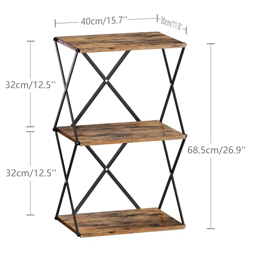 3-Tier End Table Small Side Table Tall Bedside Night Stand with Storage Sofa Side desks for Living Room Bedroom Office Bathroom Small Space Rustic Brown ET-03RB - color: Rustic Brown High
