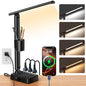 LED Desk Lamp with Power Strip, 3 AC Outlets & 4 USB Ports (2 USB-C), Stepless Dimming & 2800K-6500K Eye-Caring Desk Light, Foldable Table Lamp for Home Office, Dorm Room Essentials(10FT) - color: Black,10FT