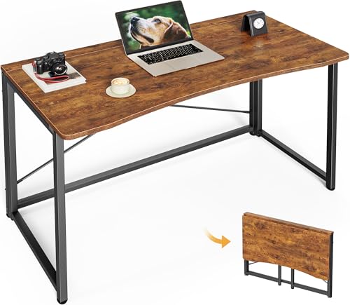Huuger Folding Desk for Small Spaces, 31.5 Inch Foldable Computer Table, Easy Assembly, for Home Office, Study, Bedroom, Dorm, Space Saving, Small Writing Work Office Computer Desk, Rustic Brown - color: Rustic Brown, size: 18.9"D x 39.4"W