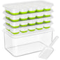 DOQAUS Ice Cube Tray with Lid and Bin - 4 Pack Silicone Ice Cube Trays for Freezer, Stackable Ice Bucket Kits with Storage Container & Scoop for Kitchen, RV, Cocktail, Coffee - color: Green