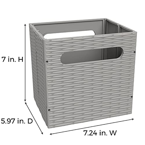 ClosetMaid 5439 Collapsible Mini Storage Bin with Two Handles, 2-Pack, Gray Wicker, 2 Pack - color: Gray Wicker