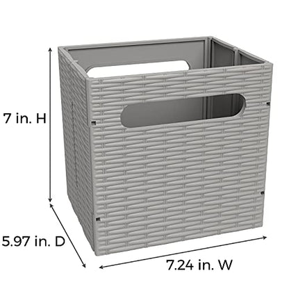 ClosetMaid 5439 Collapsible Mini Storage Bin with Two Handles, 2-Pack, Gray Wicker, 2 Pack - color: Gray Wicker