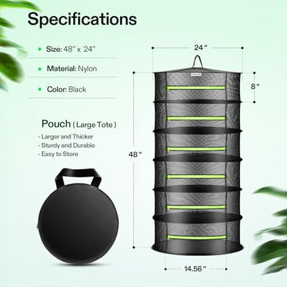 VIVOSUN 6-Layer Mesh Drying Rack Hanging Design with Green Zippers for Dehydrating, Indoor and Outdoor Pruning Shears Included - size: 6 Layer, style: 1 Pack
