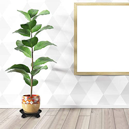 Fasmov 3 Pcs Plant Pallet Caddy Plant Stand Round Flower Pot Mover, Plant Pot Pallet Dolly Caster with Universal Wheels (Black) - color: Black
