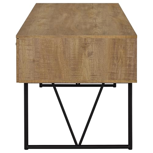 Coaster Home Furnishings - Analiese - Wood - 4-Drawer Writing Desk with Metal Legs, and V-Bracing Profile - Home Office - 63-Inch - Mango - 801851 - color: Mango