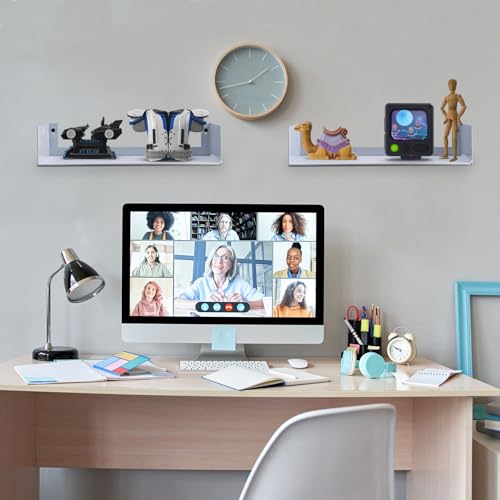 U Shape Floating Shelves Wall Mount Metal Bookshelf CD DVD Storage Display Shelves, White Set of 4