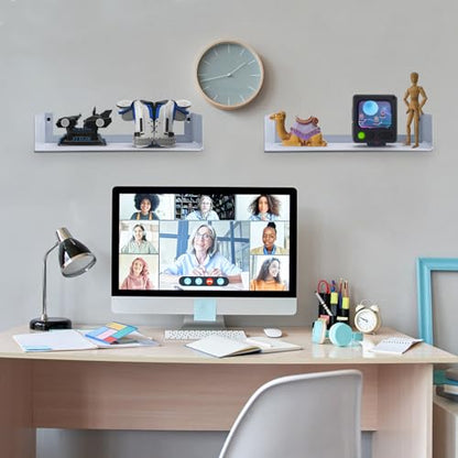 U Shape Floating Shelves Wall Mount Metal Bookshelf CD DVD Storage Display Shelves, White Set of 4