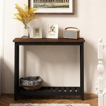 ChooChoo Console Table for Entryway Sofa Tables Living Room Farmhouse, Hallway Foyer Table Narrow with Shelf, Black - color: Black, size: 11.8"d X 39.4"w X 31.5"h