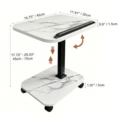 C Table End Table Adjustable Height, Rolling TV Tray Table for Small Spaces 180° Flip-Over Panel & 360° Swivel Casters,C Shaped Side Tables for Couch for Living Room/Bedroom/Bed/Sofa/Chair/Snack-White - color: White