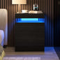 LED Nightstand, Modern Black Night Stand End Tables with APP & Remote Control LED Lighting, 2 Drawers, Open Shelf Storage, Bedside Tables for Bedroom & Living Room