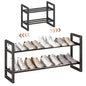 IBUYKE Expandable Shoe Rack, 18"-33” Adjustable Shoe Organizer for Closet, Stackable Metal Free Standing Shoe Rack Storage for Small Space Entryway, Black TXJ002B - size: 33inch-1 Pack
