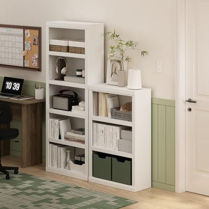 Furinno Rail 5-Tier Open Shelf Bookcase with Classic Style Edges, White - color: White, size: 5-Tier, 10 x 24.6 x 63.5