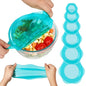 Silicone Stretch Lids for Food Storage in Fridge, Reusable Elastic Bowl Covers for Cup, Cans, Jars, Round & Rectangle Container, Food Grade Silicone Microwave Food Cover, Heat-Resistant, Blue, 6PCS - color: 6 Pcs Blue