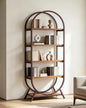 Bookshelf Arched Bookcase, 5 Tier Open Freestanding Display Shelf for Home Office, Living Room, Walnut - color: Walnut, size: 5 Tier Arched