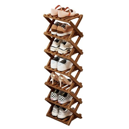 Shoe Racks, Foldable Shoes Organizer FreeStanding Shelf,7 Layers | Foldable Design, Seven Layers, Free Standing, Multifunctional Use, Ideal For Entryway, Closet, Bedroom, Hallway - color: Seven Layers of Tawny