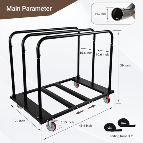 Folding Table Cart, Heavy Duty Drywall Dolly Cart 1800 LBS | Table Dolly w/ 5" PU Swivel Wheels, 10 Table Capacity for Party Events, Hotel, Factory, Warehouse, (45.6" L x 29" W x 39" H)