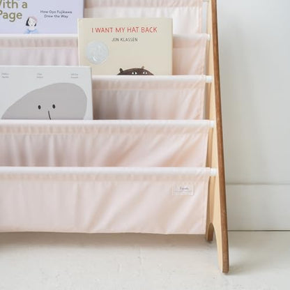 3 Sprouts Recycled Kids Bookshelf, Holds 35 Books, 4-Tier, Pink | Space-saving bookshelf, Children's room, Toddler bookcase organizer, Ages 3+, Book/toy storage, Front-facing, Covers visible - color: Solid Pink