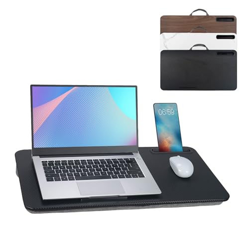 Portable Laptop Desk Fits Up to 16“ Laptops, with Tablet Slot, Built-in Cushion, Great for Home & Office,Lap Desk for Laptop,Lap Desk with Cushion (Black, Large) - color: Black, size: Large