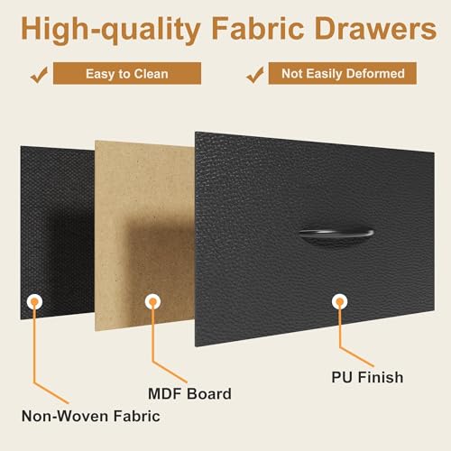 AFLUI Triple Bookshelf with 3 Fabric Drawers, 4-Tier Book Shelf and 10 Display Shelves, Industrial Large Bookcase for Home & Office, Black, 47'' Wide - color: Black, size: 4 Tier(47" W)