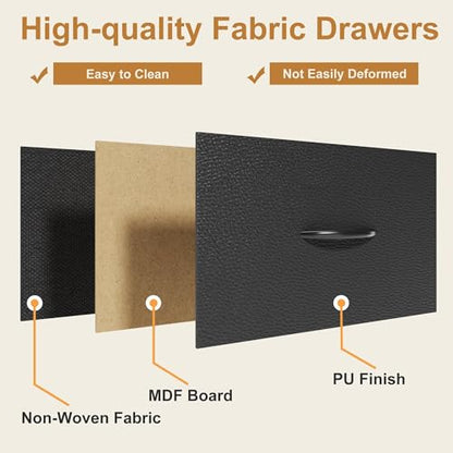 AFLUI Triple Bookshelf with 3 Fabric Drawers, 4-Tier Book Shelf and 10 Display Shelves, Industrial Large Bookcase for Home & Office, Black, 47'' Wide - color: Black, size: 4 Tier(47" W)