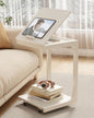 AQIMUELE Wooden C-Shaped End Table,Couch Table with Adjustable Desktop,Small Rolling Side Table with 2 Lockable Wheels,Small End Table for Couch, Living Room,Bedroom (White) - color: White, size: 15.6"D x 15.7"W x 24.8"H, style: Modern 2 Tier