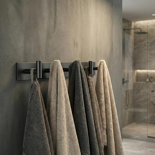Black Coat Wall Mounted Rack with 5 Hooks, Coat Rack Hooks Suitable for Coats, Keys, Hats, Bags and Towels, Essential for Bathroom and Living Room Storage (1Pack)