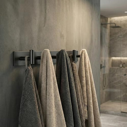 Black Coat Wall Mounted Rack with 5 Hooks, Coat Rack Hooks Suitable for Coats, Keys, Hats, Bags and Towels, Essential for Bathroom and Living Room Storage (1Pack)