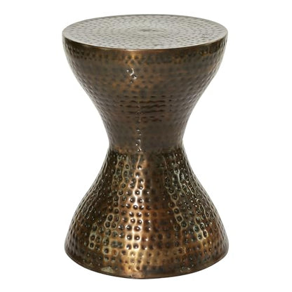 Deco 79 Metal Hourglass Side Table, 14" x 14" x 19", Polished Bronze | More surface space, side tables living room in hammered iron, polished bronze, end tables living room