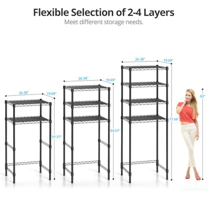 Hodonas Mini Fridge Stand with Adjustable Shelf, 2 Tier Storage Rack Organizer for Refrigerator & Microwave, Storage Shelves and Space Saver for Dorm Room, Office, Kitchen, Apartment, Garage, Black