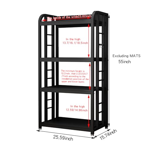 4-Tier Kitchen Baker's Rack, Free Standing Microwave Oven Stand Utility Storage Shelf Island Coffee Bar for Living Room, Home Office (Black) - color: Black