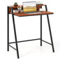 Giantex Small Computer Desk, 31.5" Compact Home Office Desk with Monitor Stand & Sturdy Frame, 2-Tier Space-Saving Study Writing Desk for Small Spaces, Apartment and Bedroom (Walnut) - color: Walnut