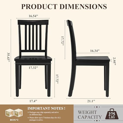 COLAMY Wooden Dining Chairs Set of 4, Farmhouse Dining Room Chairs, Windsor Spindle High Back Side Chairs, Armless Rubberwood Kitchen Table Chairs, Black - color: Black, size: Set of 4