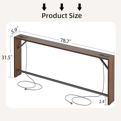 TIQLAB Sofa Table, 79 inch (1.2'' Thickness) Long Console Table Behind Couch, Narrow Entryway Table with Angled Metal Frame, Industrial Console Table, Black Walnut - color: Black Walnut, size: 79''L x 5.9''W x 31.5''H