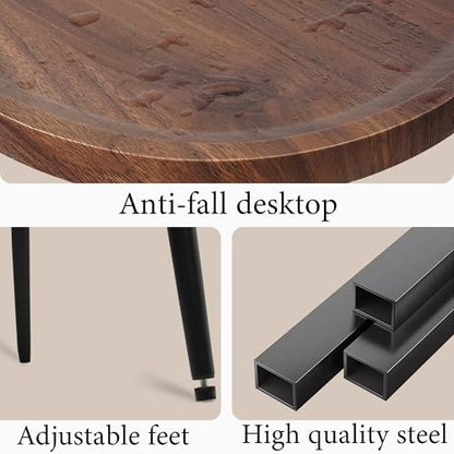 Side Table Small End Table, Oval Round Wood Sofa Table, 2 Tier Accent Table Nightstand Bedside Table with Metal Frame for Living Room, Bedroom, Small Spaces (Rustic Brown)