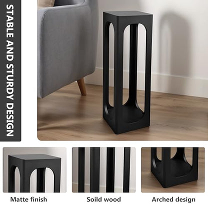 COVLON Drink Table, Wood Small Space Side Table, Decorative End Table for Living Room,Badroom or Entryway Decoration, Black