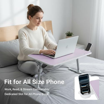 iXTRA Adjustable Laptop Lap Desk with Cooling Fan USB Light for Adults - color: Purple,70x45cm