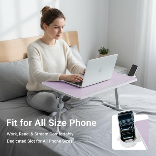 iXTRA Adjustable Laptop Lap Desk with Cooling Fan USB Light for Adults - color: Purple,70x45cm