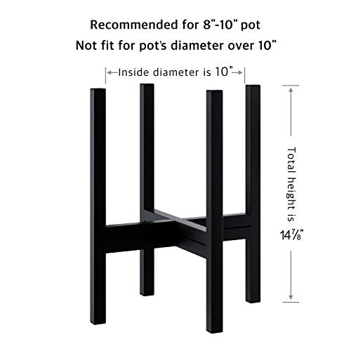 FaithLand Mid Century Plant Stand Indoor Outdoor (EXCLUDING 10" Plant Pot), Metal Planter Stand, Potted Plant Holder, Black, Hold Up to 10 Inch Planter - Fits Snake Plant - Upgraded Design. - size: 10 inch